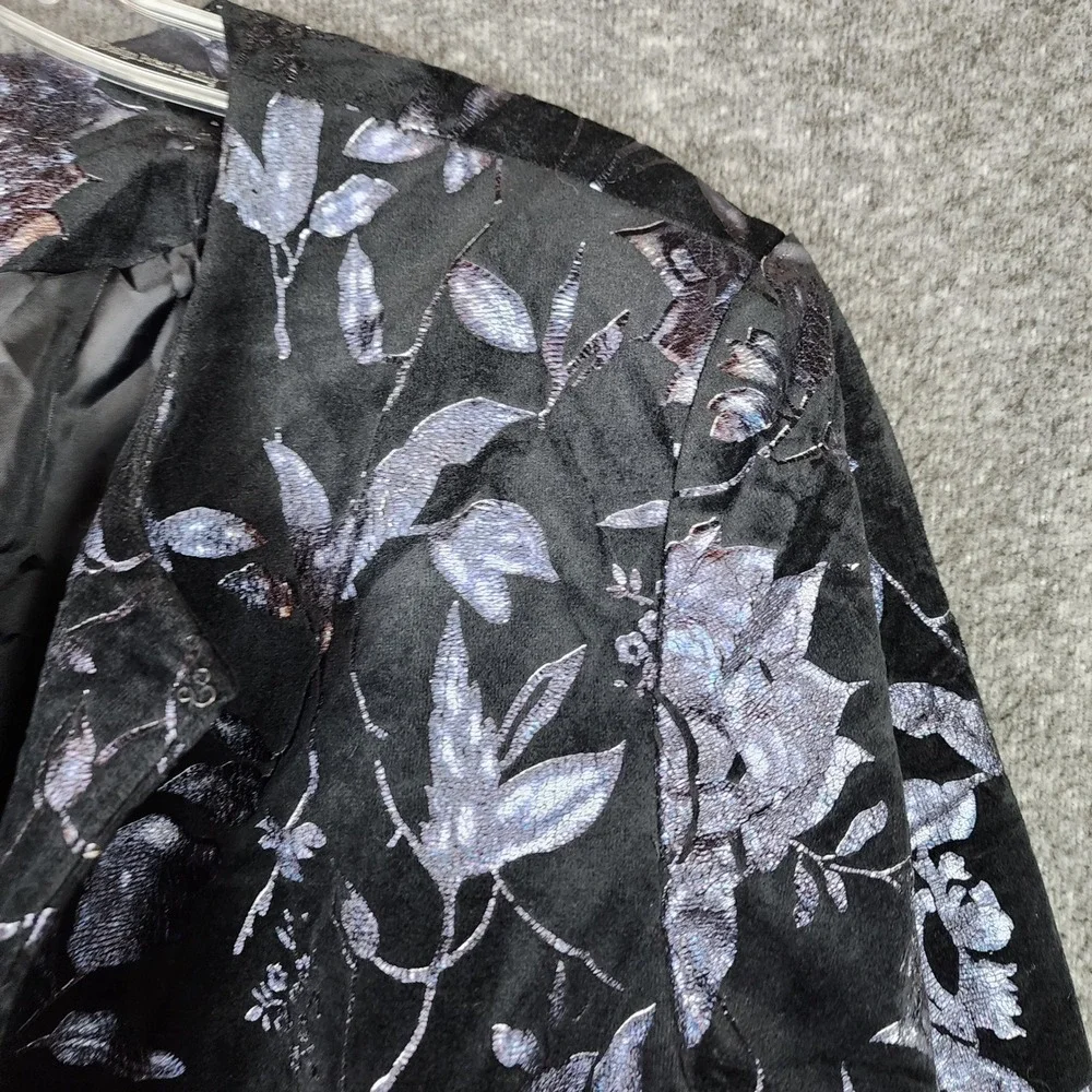 Tahari Arthur S. Levine Jacket Womens 16 Floral Burnout Black Purple EUC